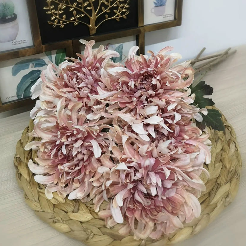 Искусственные цветы в Кургане | Цветок искусственный «Хризантема», персиково-розовая, одиночный