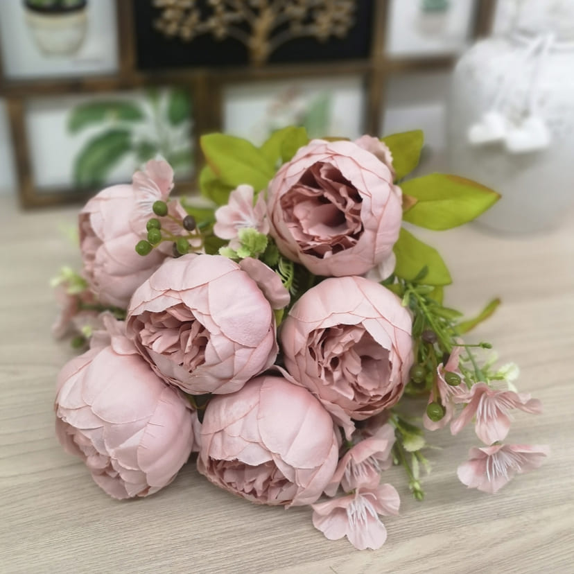 Искусственные цветы в Кургане | Цветы искусственные «Пионы», розовый, винтаж, букет