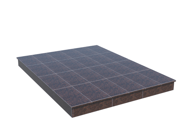 Площадки на могилу в Кургане | Площадка с вертикальной (15 см) облицовкой Дымовским гранитом