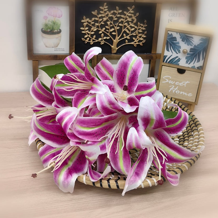 Искусственные цветы в Кургане | Цветы искусственные «Лилии крупные», розово-сиреневые, букет