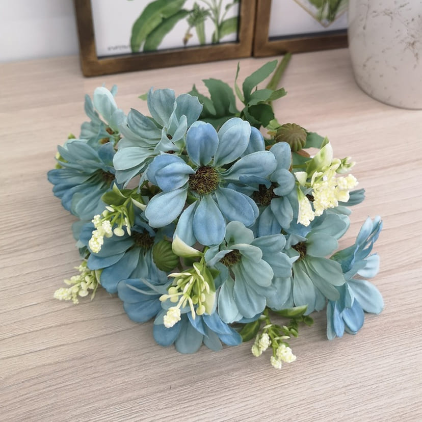 Искусственные цветы в Кургане | Цветы искусственные «Ромашки с бутонами», голубые, букет