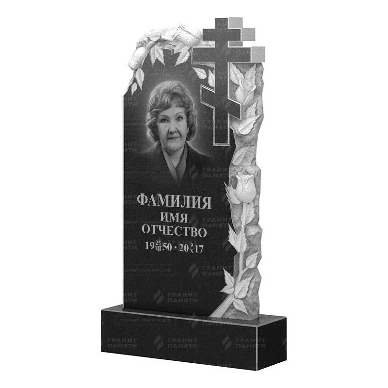 Памятники из гранита с цветами в Кургане | Гранитный памятник ФГ-088