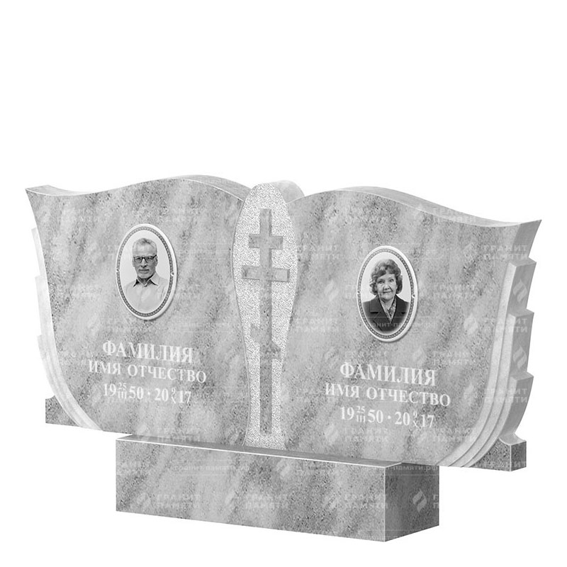 Памятники из мрамора в Кургане | Двойной мраморный памятник ФМ-136