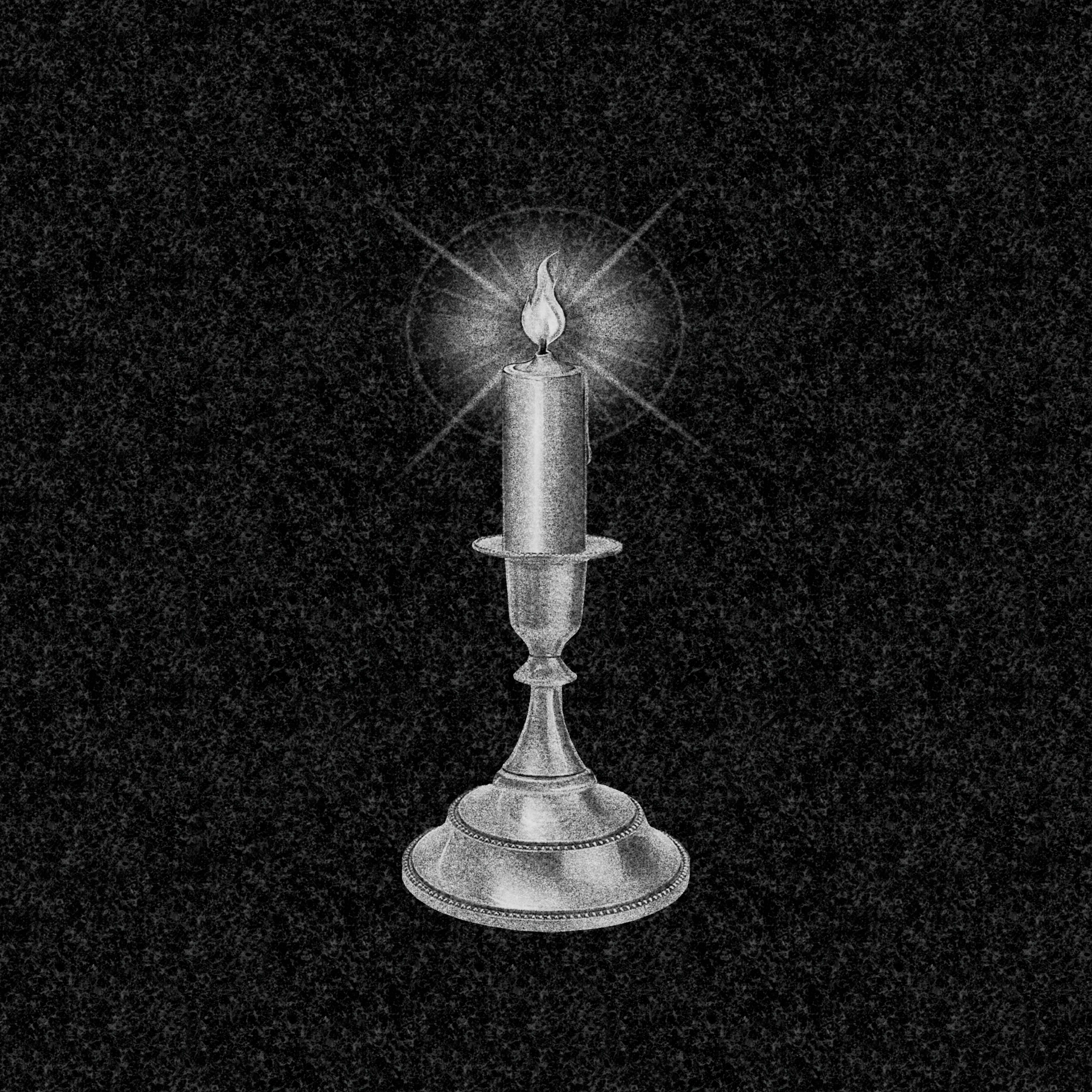 Свечи | Рисунок горящая свеча в минималистичном подсвечнике, СВ-002