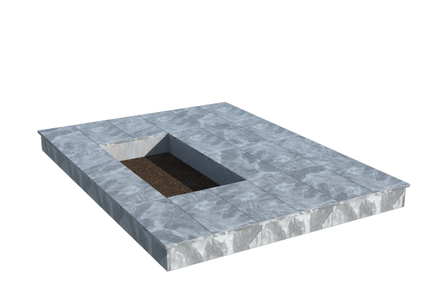 Площадки на могилу в Кургане | Площадка с вертикальной (15 см) мраморной облицовкой (под цветник)