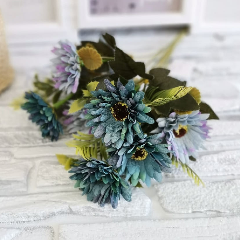 Искусственные цветы в Кургане | Цветы искусственные «Ромашки», фиолетово-голубые, букет