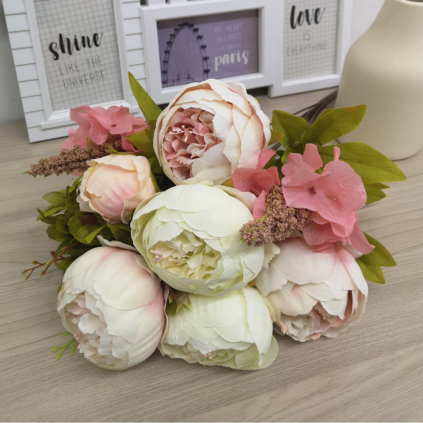 Искусственные цветы в Кургане | Цветы искусственные «Пионы», молочно-розовые, букет