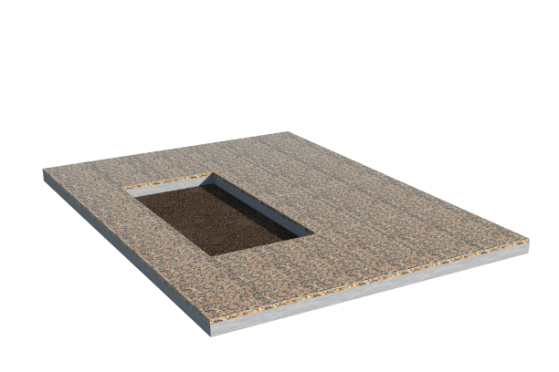 Площадки на могилу в Кургане | Площадка с облицовкой Южно-Султаевским гранитом (под цветник)