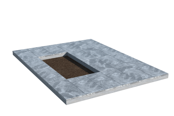 Площадки на могилу в Кургане | Площадка с мраморной облицовкой (под цветник)