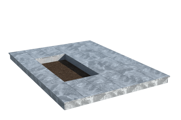 Площадки на могилу в Кургане | Площадка с вертикальной (10 см) мраморной облицовкой (под цветник)