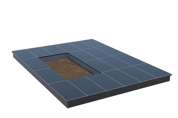Площадки на могилу в Кургане | Площадка с вертикальной (10 см) облицовкой гранитом Габбро (под цветник)